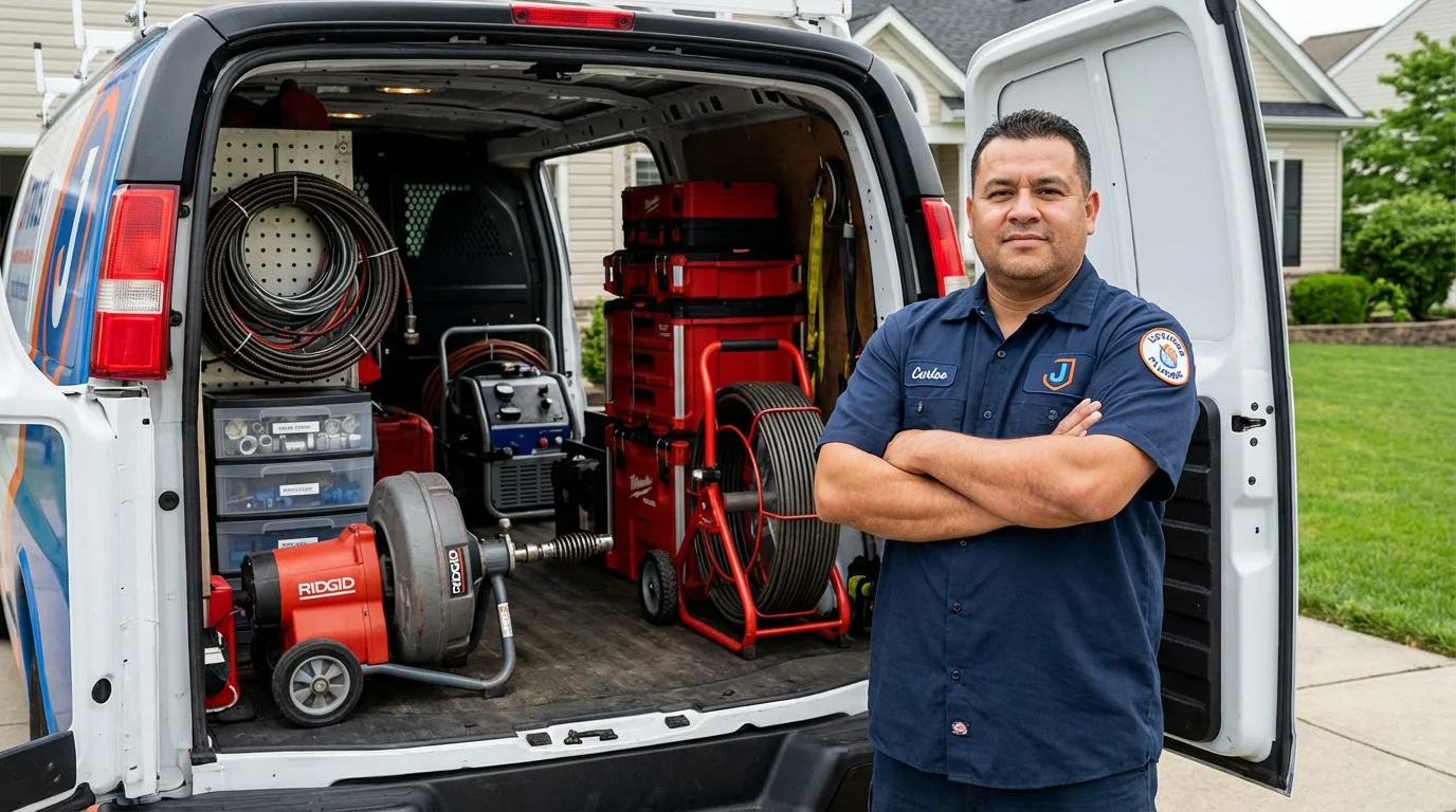 Professional drain cleaning equipment and Johns Plumbing LLC plumber in Fond du Lac