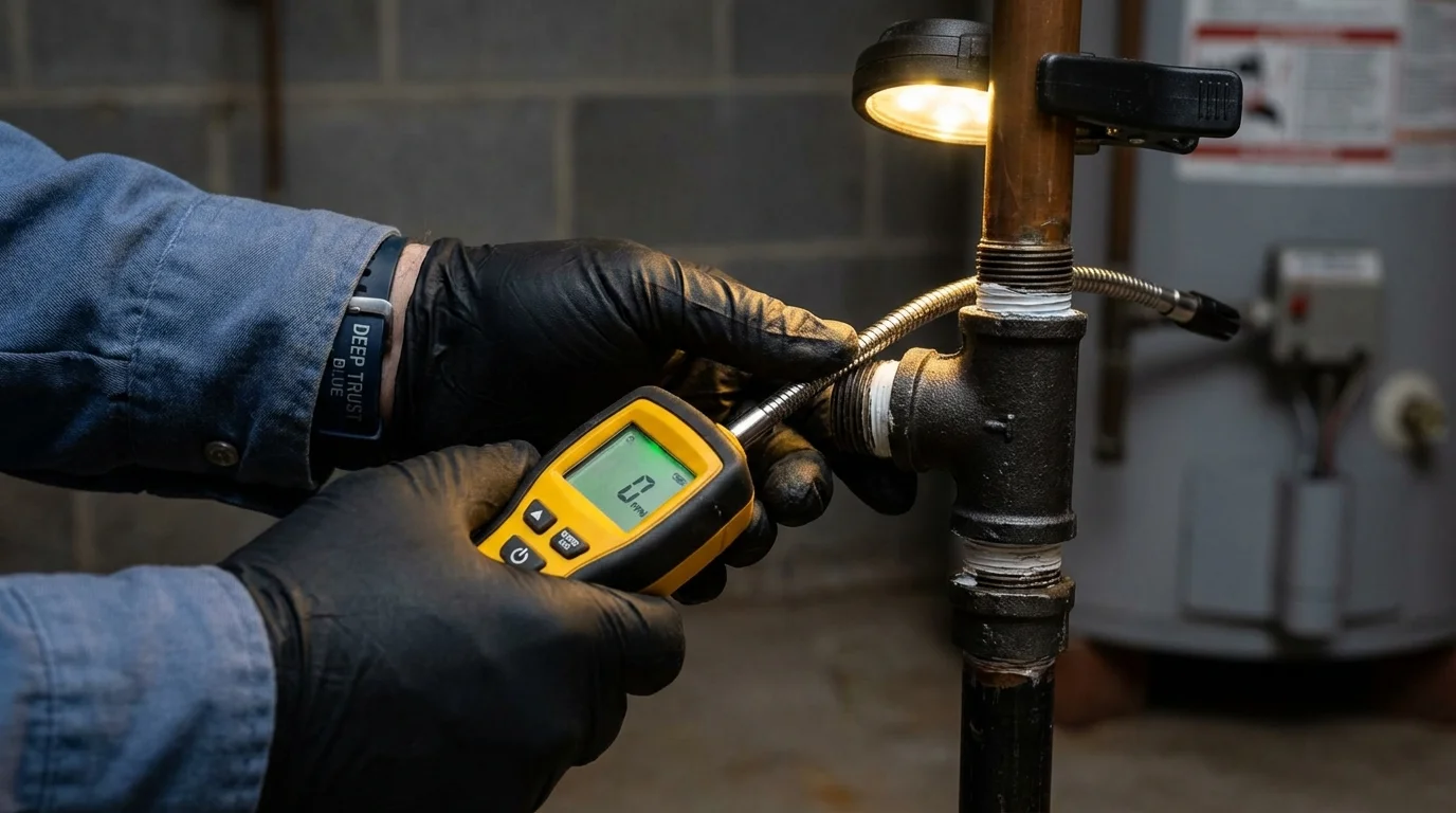 Gas leak detection with electronic sniffer by Johns Plumbing LLC in Fond du Lac
