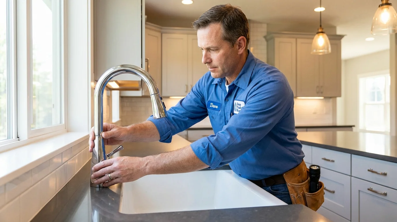Kitchen faucet installation by Johns Plumbing LLC in Fond du Lac