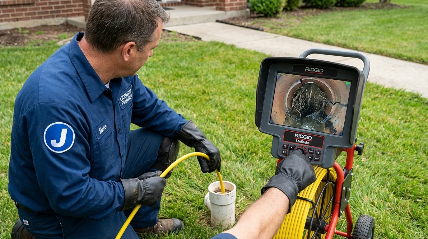 Sewer camera inspection being performed by Johns Plumbing LLC in Fond du Lac