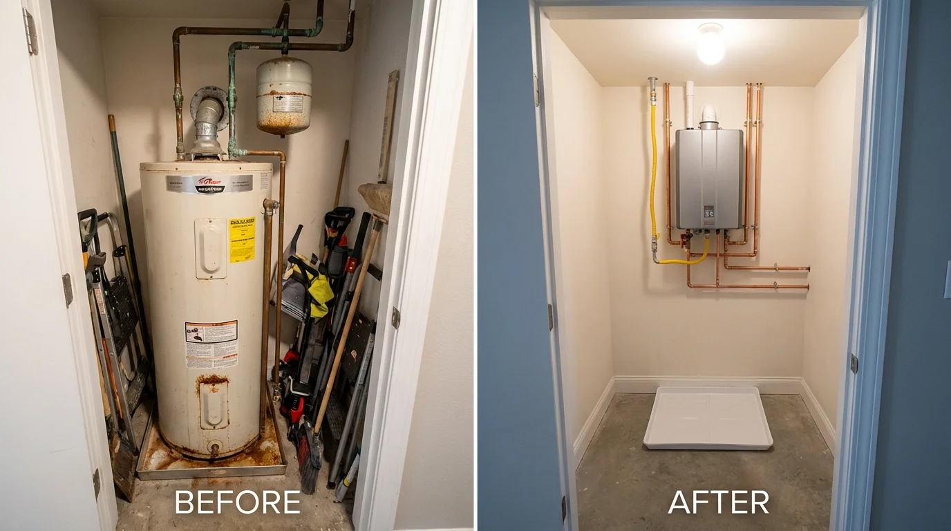 Tank water heater versus wall-mounted tankless unit comparison for Fond du Lac, WI homeowners