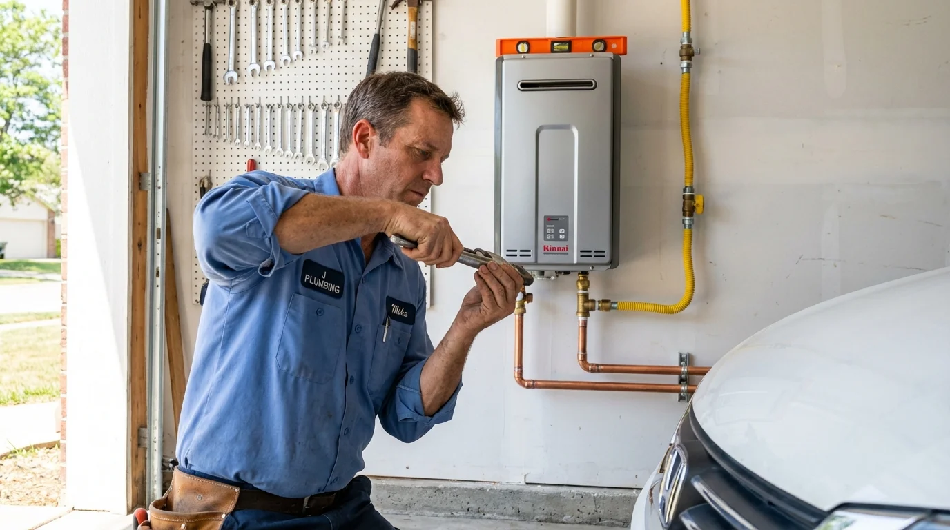 Tankless water heater installation by a Johns Plumbing LLC plumber in Fond du Lac